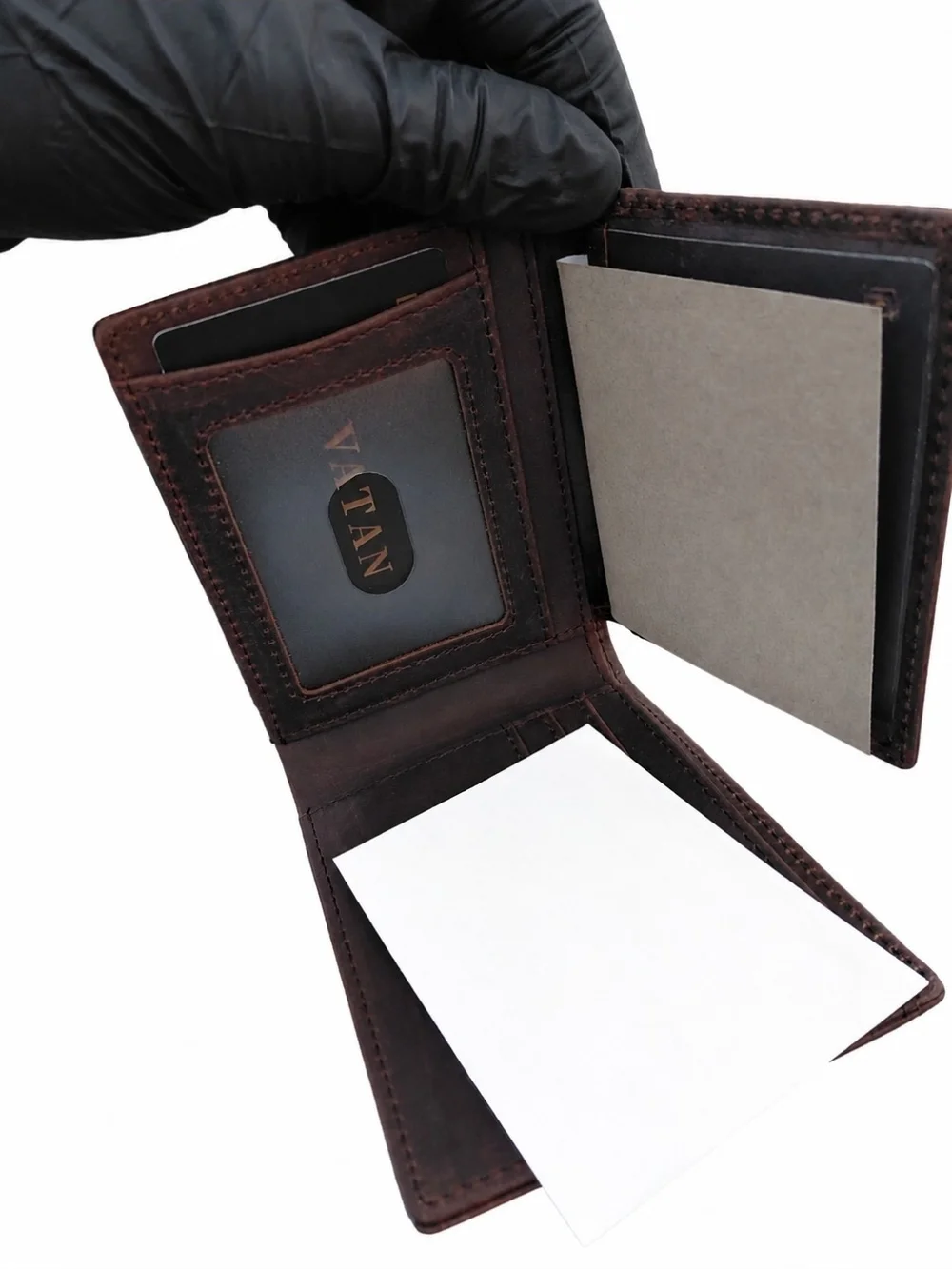 Tan Leather Card & Key Holder Wallet with ID Window